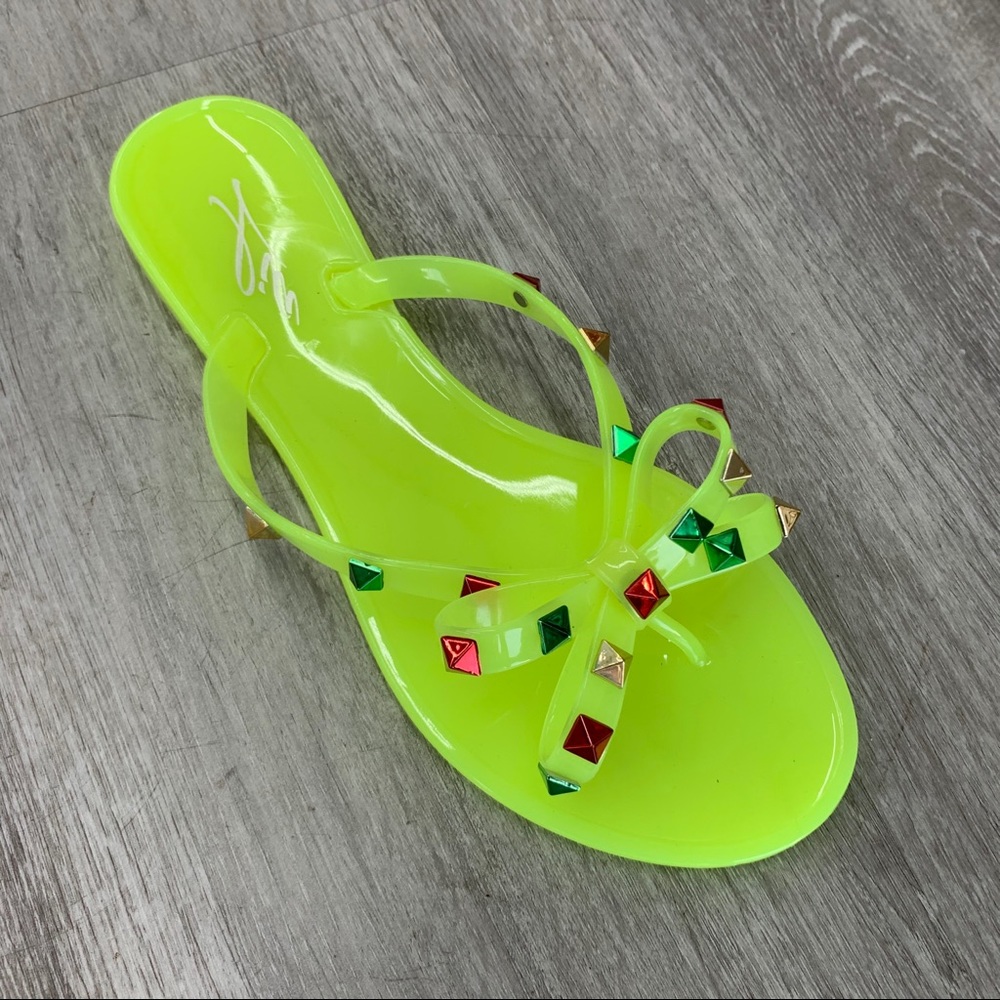 Neon yellow multi studded sandal - Picture 4 of 4